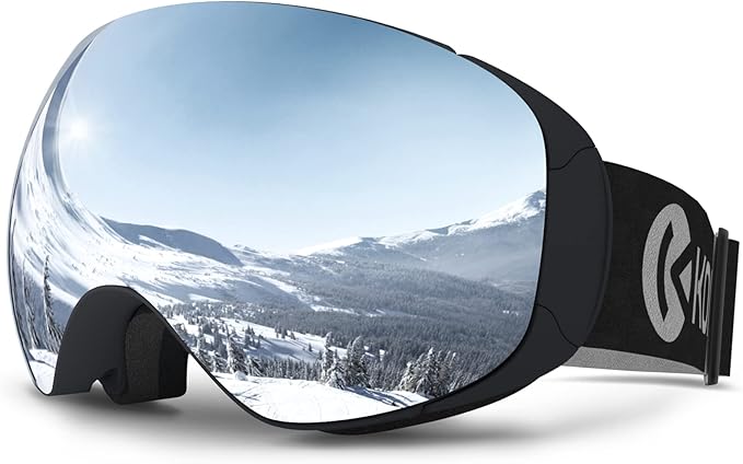 スキーゴーグル UV-400/100%UVカット 磁気レンズ2層 球面 180広い視界 メガネ(OTG)/ヘルメットにも適用 防風/防塵/防雪/曇り止め/防放射/耐衝撃 ユニセックス 日英バイリンガ