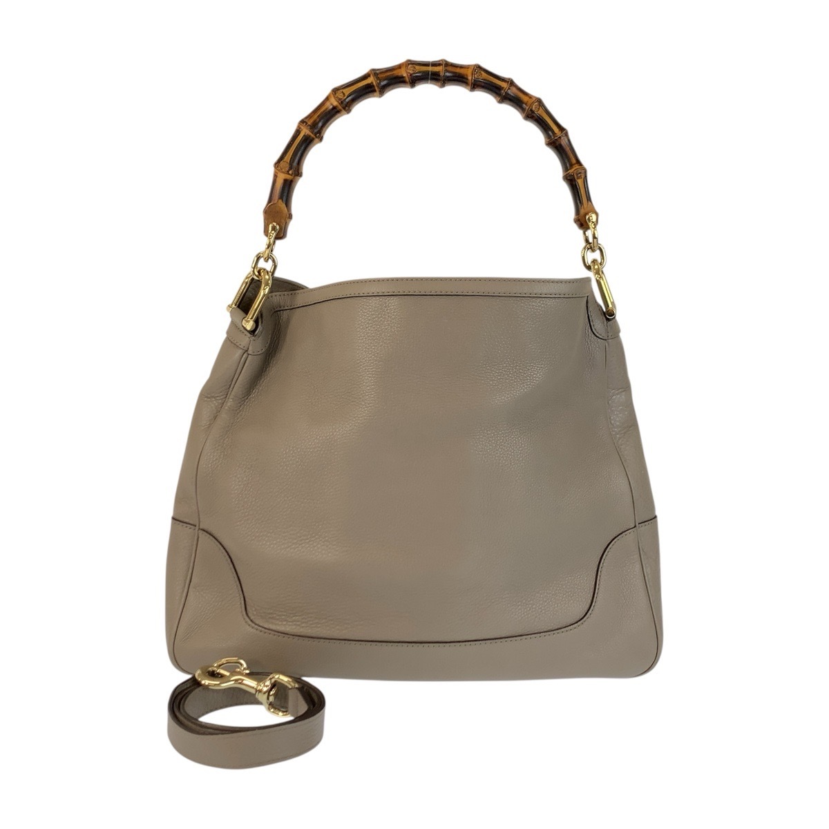 美品 バンブー ダイアナ ベージュ グレージュ ゴールド金具 レザー 282315 ショルダーバッグ 2WAY レディース 601014