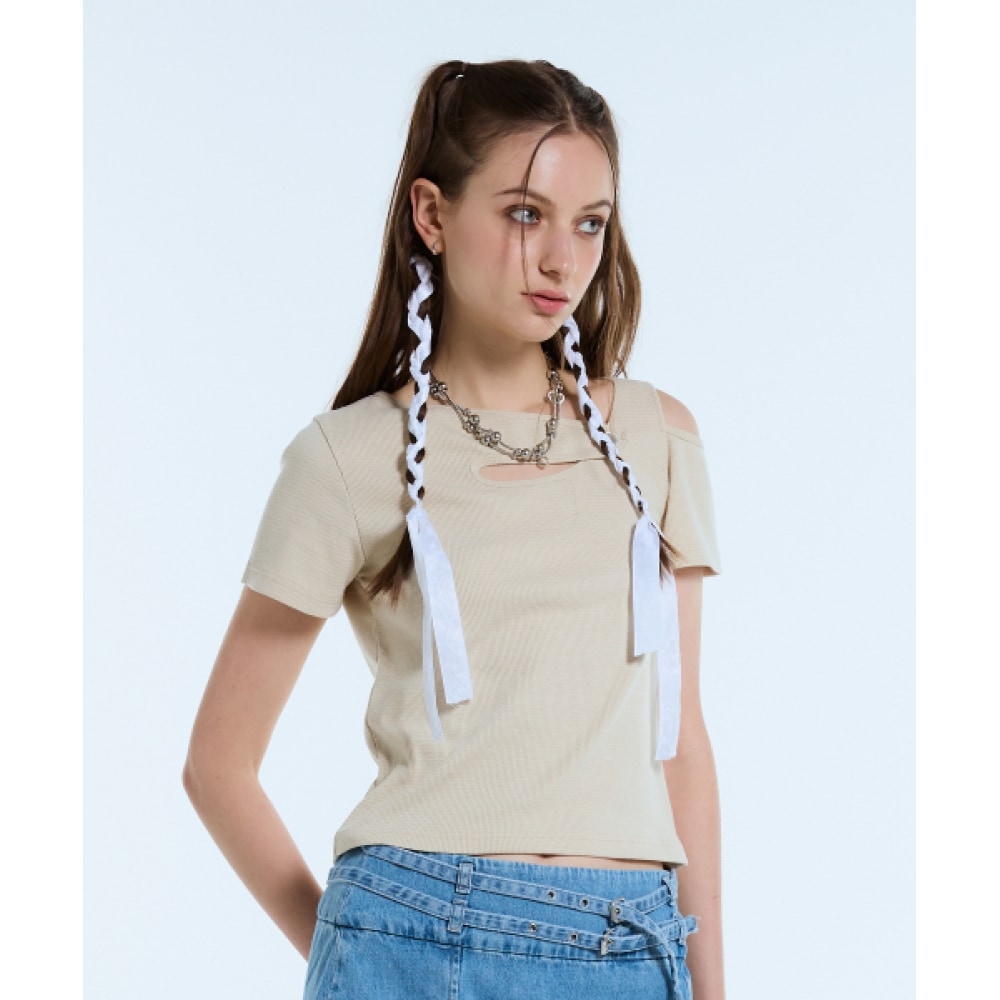 ラティジェント L11 ワンショルダートップ (ベージュ)