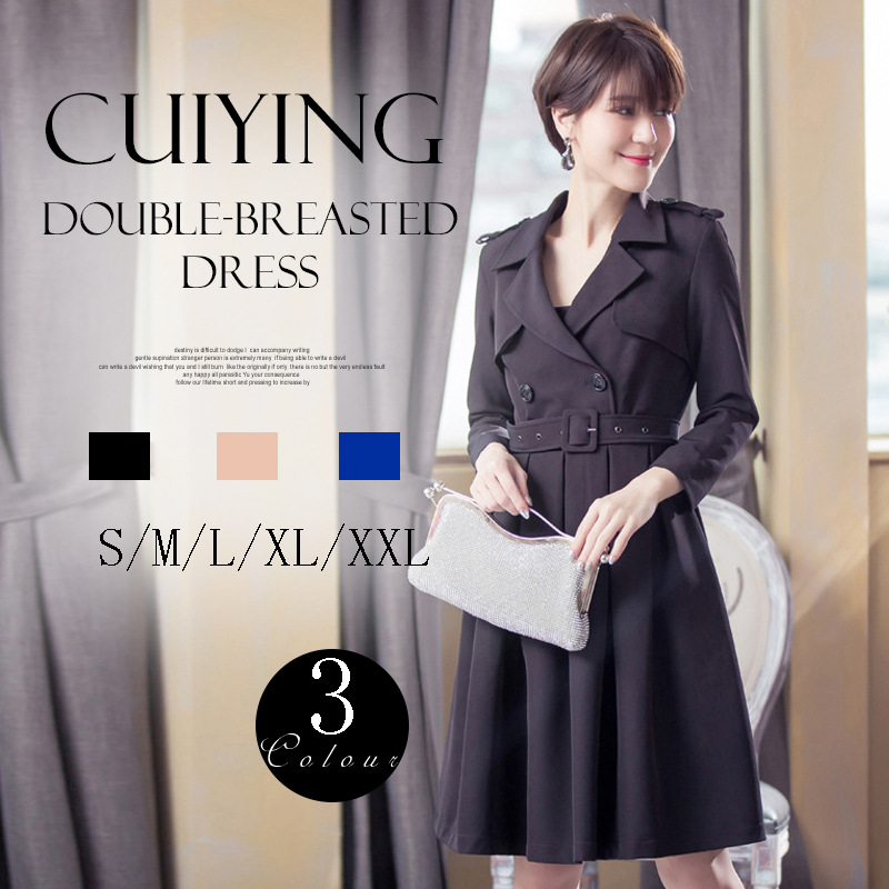 【CY.上品】 スーツワンピース トレンチコート風 長袖 ワンピース ママ 30代 40代 50代 卒業式 入学式 入園式 通勤 卒園式 フォーマル パーティー メガ割