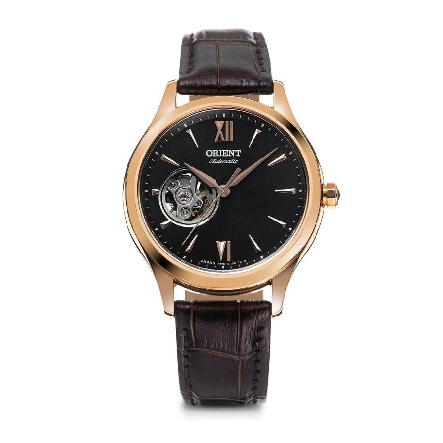 クラシック セミスケルトン 機械式 自動巻き 手巻付 革ベルト ブラウン レディース RN-AG0727Y 腕時計