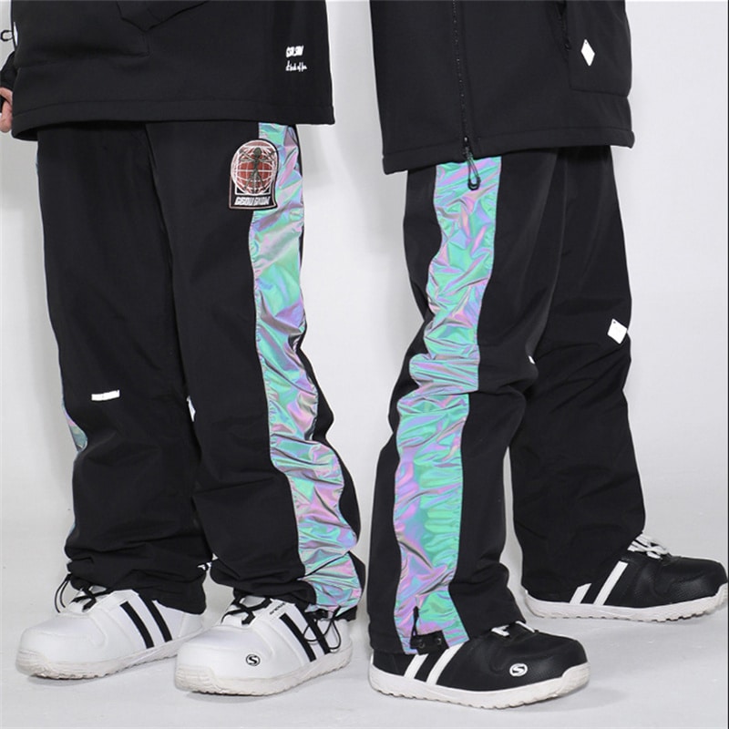 スノーボード ウェア パンツ 単品 光反射 メンズ レディース 切り替え 配色 スノーウェア スキーウェア スノボ 防風防水防雪防寒保温通気 耐摩擦 韓国