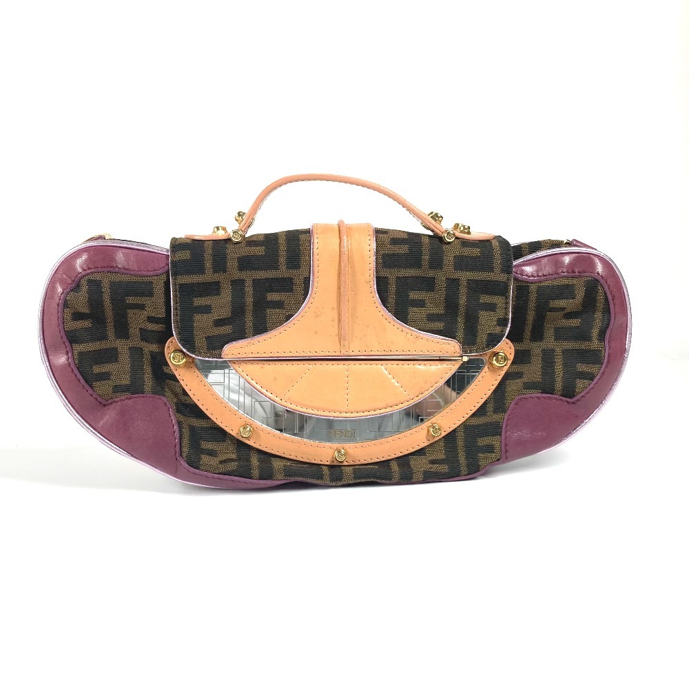 ハンドバッグ ズッカ ロゴ ヴィンテージ カバン クラッチバッグ キャンバス/レザー ブラウン