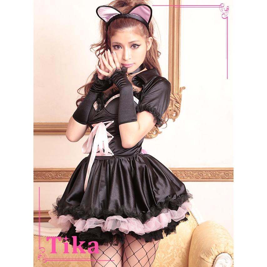 ハロウィン コスプレ 衣装 セット 6 ロリータ キャット ミニワンピース ブラック