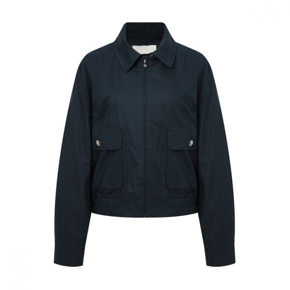 (ヘッジズレディース) 24SS ネイビーリネンブレンドヘリントンジャケット HSJU4B303N2