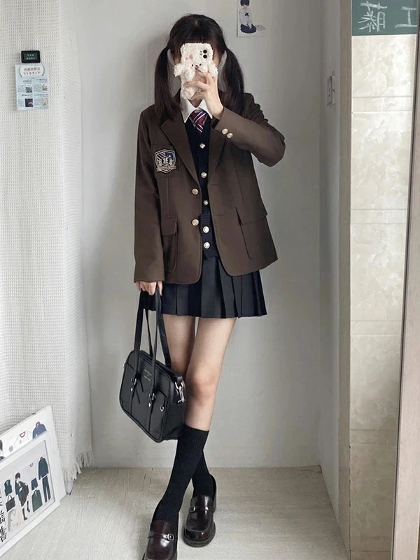 オールインワンセットアップセットアッププリー ネクタイ 高校生 中学生 フォーマルスーツ 入学式 卒業式 韓国 スーツ シャツ 韓国制服 6点セット スーツ ブレザー 小学生 ブレザー 女の子 ジ