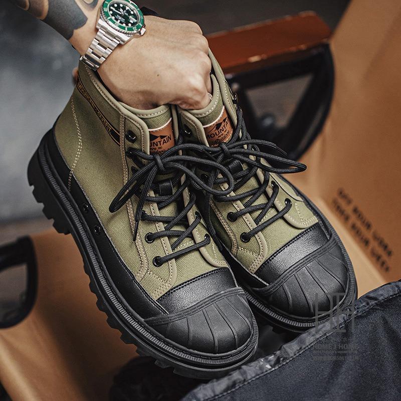 ワークブーツ ブーツ メンズ キャンバスシューズ 防滑 厚底 ブーツ スニーカー ハイカットスニーカー 靴 オールシーズン 靴 長靴 メンズブーツ 防寒ブーツ