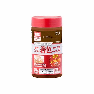 他サイト： カンペハピオ(Kanpe Hapio) 油性ウレタン着色ニス 300ml 新チーク　高耐久 木部用 高性能ウレタン樹脂塗料 ツヤ仕上げの商品画像