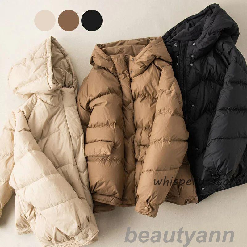 ダウン ダウンジャケット エコダウンフードブルゾンダウンジャケット 3色 ジャケット レディース カジュアル ダウン 秋 冬 きれい 軽い オフホ