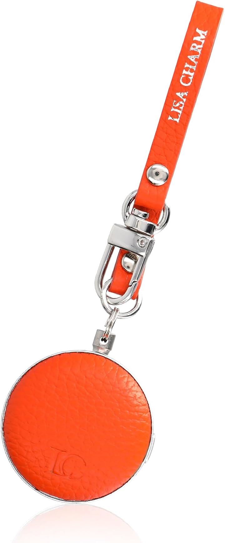 大人用防犯ブザー 女性用防犯ブザー 可愛い おしゃれ バッグチャーム 本革 マカロン ハンドメイド 超軽量( オレンジ)