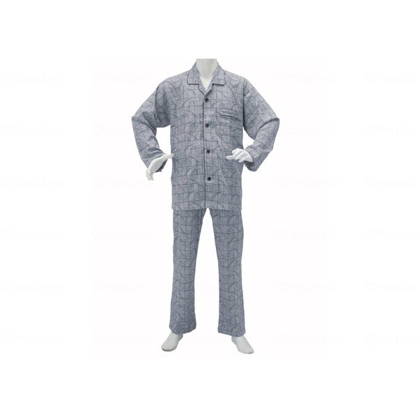 神戸生絲 紳士楽らくパジャマ ペーズリー柄 グレー LL No.805 メーカー直送