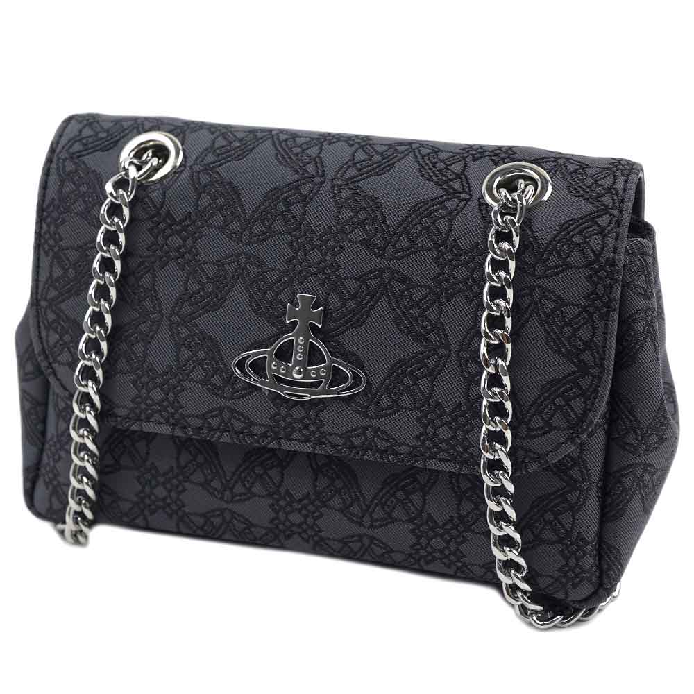 ヴィヴィアンウエストウッド ショルダーバッグ ミニ レディース ブラック グレー Vivienne Westwood ORBORAMA SMALL PURSE WITH CHAIN MINI 5202 28,600円