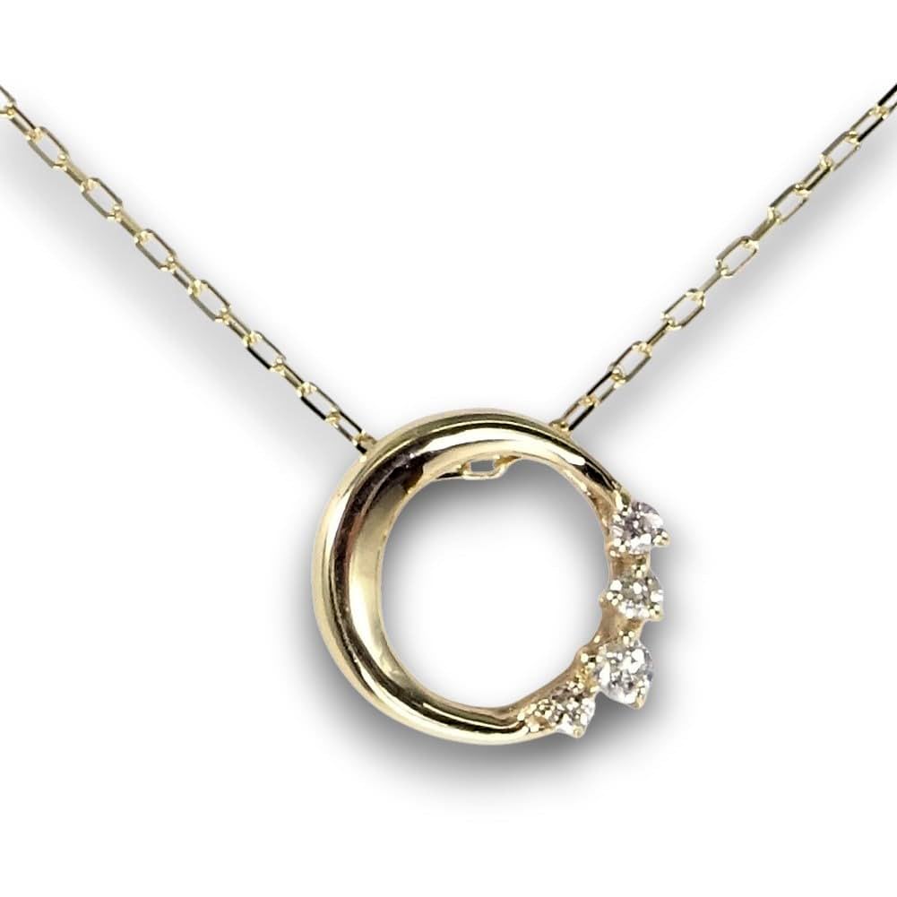 K10YG ダイヤモンド サークルペンダント ネックレス ダイヤモンドネックレス 可愛いネックレス【誕生石４月】 【ギフトラッピング済み】