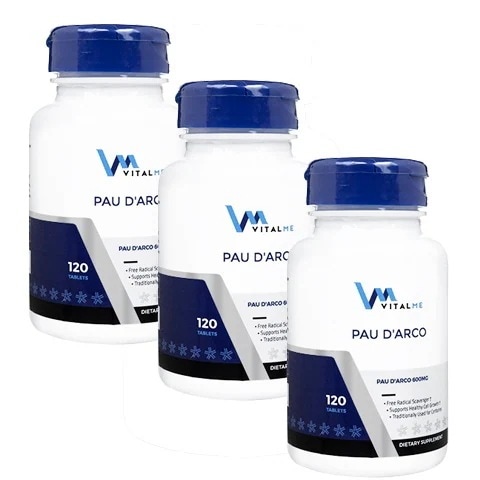 バイタルミー VitalMe　パウダルコ600mg120錠 3本 Pau d Arco 海外発送便商品 国際書留郵便発送