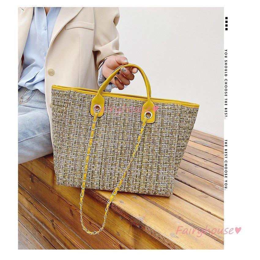 春 夏トートバッグ レディース 春夏 チェーンパック 手提げかばん トートバッグ シンプル韓国風 A4対応 PC収納 ポーチ おしゃれ ズック袋 大容量 軽いエコバッグ 5,007円