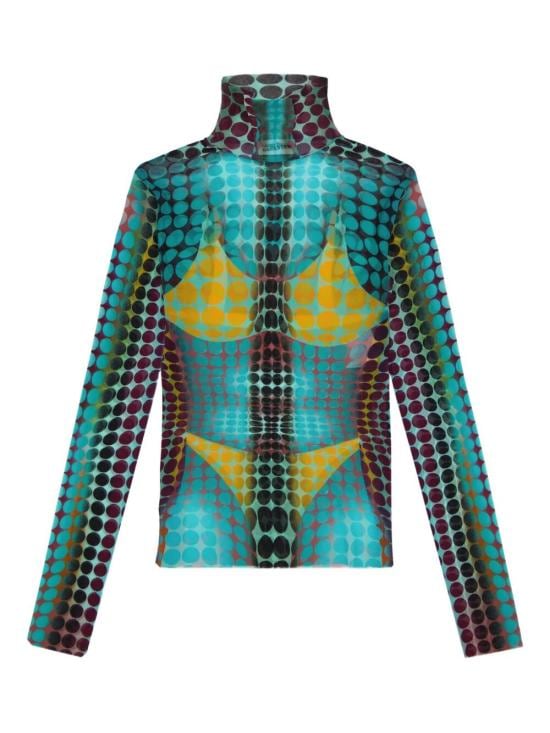 JEAN PAUL GAULTIER Women Tops 26 01 W TO445 M018P 502710 BLUE PURPLE YELLOW