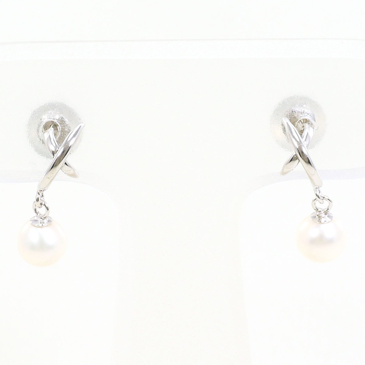 K14 14金 WG ホワイトゴールド ピアス パール（真珠） 総重量約0.6g 中古