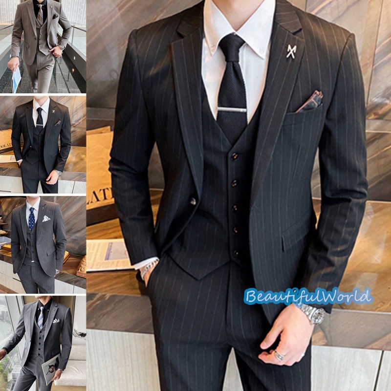 スーツ メンズ ビジネススーツ 3ピーススーツ スーツセットアップ カジュアルスーツボーダー柄 フォーマルスーツ 洗える 紳士服 通勤 結婚式X24 10,631円