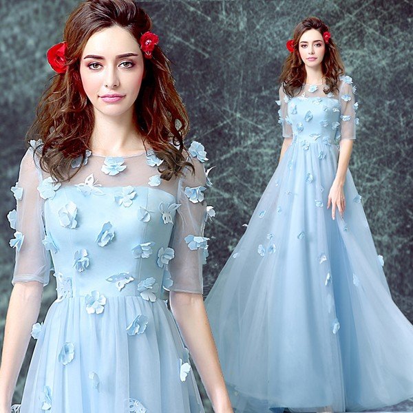 パーティードレス 袖あり 結婚式 フォーマル イブニングドレス カクテルドレス ロングドレス カラードレス 秋冬 演奏会 ウエディングドレス 二次会 発表会