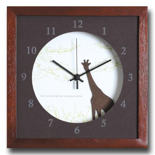 壁掛け時計 アートパネル おしゃれ キリン きりん 北欧 動物 アニマル かわいい ウォールクロック VerdureClock Giraffe