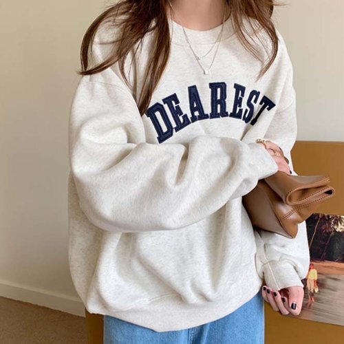 2023秋新作 韓国風レディース服 秋 カジュアル パーカー きれいめ ライトグレー M /サイズ色問わず合計3点から 5288