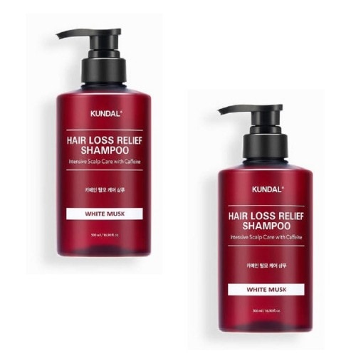 クンダルカフェイン脱毛シャンプーホワイトマスク500ml x 2つの香りのあるしっとりした髪の栄養供給頭皮健康ヘアケアギフト