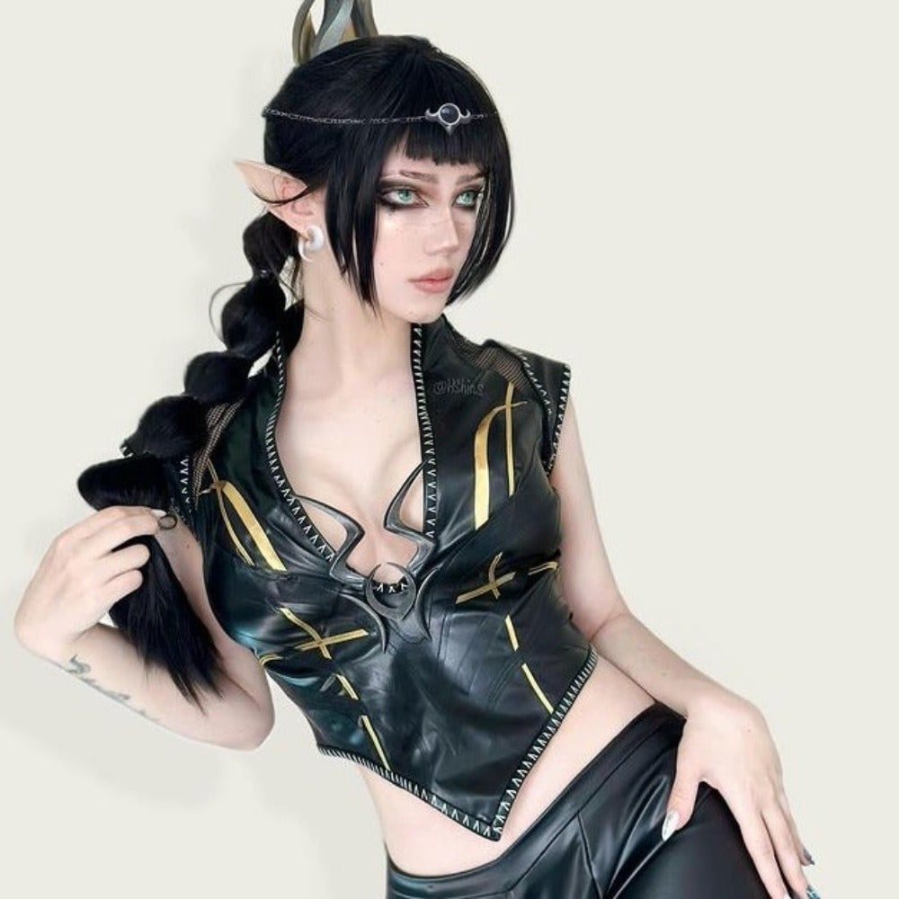 女性のためのシャドウハートコスプレ衣装,コスプレウィッグ,ハロウィーンの衣装,クリスマスパーティーのかつら,キャンプのロールプレイングアクセサリー,大人の服