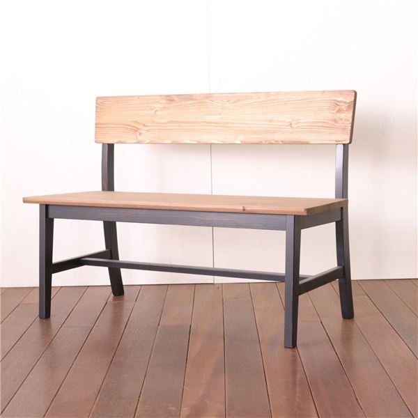 北欧風 ダイニングベンチ (背付き 幅110cm ブラック) 木製 パイン材 オイル塗装/水性塗料塗装 組立品 (リビング) 19,605円