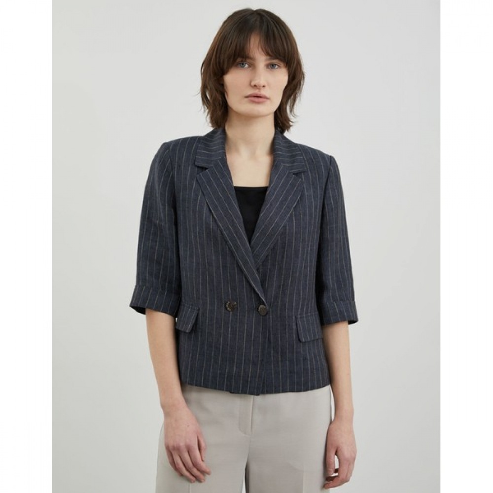 [オリビアローレン] ストライプリネンジャケット_Vocfu4M4211