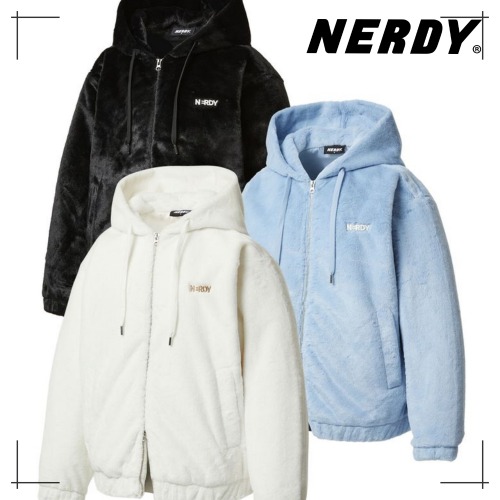 NERDY 公式正規品 フード トレーナー Eco fur hoodie zip-up (24FW)