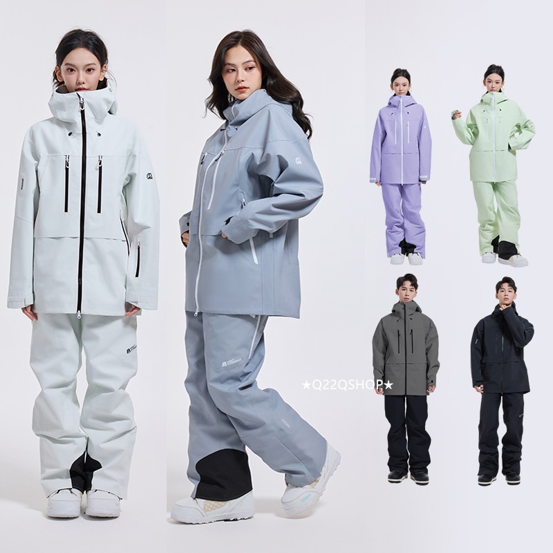 スノボウェア 2024 2025 上下セット メンズ レディース アウター ジャケット パンツ ズボン 無地 紫 ウィンタースポーツ スノーボードウェア スキーウェア スノーウェア 防水防寒 韓国風