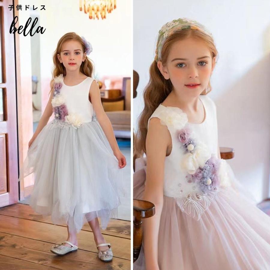 発表会ドレス 子供ドレス 発表会 ピアノ ドレス 子供 こども 結婚式 キッズ コンクール フォーマル フラワーガール 高級 ピンク 水色 立体花