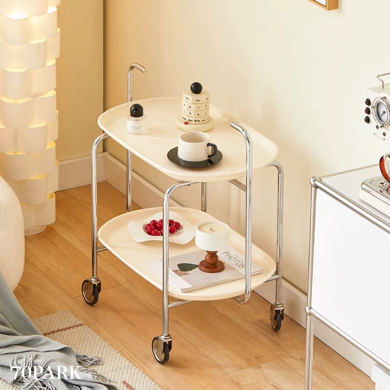 シルバー フレーム キャスター付き カラー 二段 サイドテーブル 全3色 ワゴン テーブル おしゃれ 韓国インテリア 韓国雑貨 韓国っぽ インテリア雑貨 韓国 70PARK