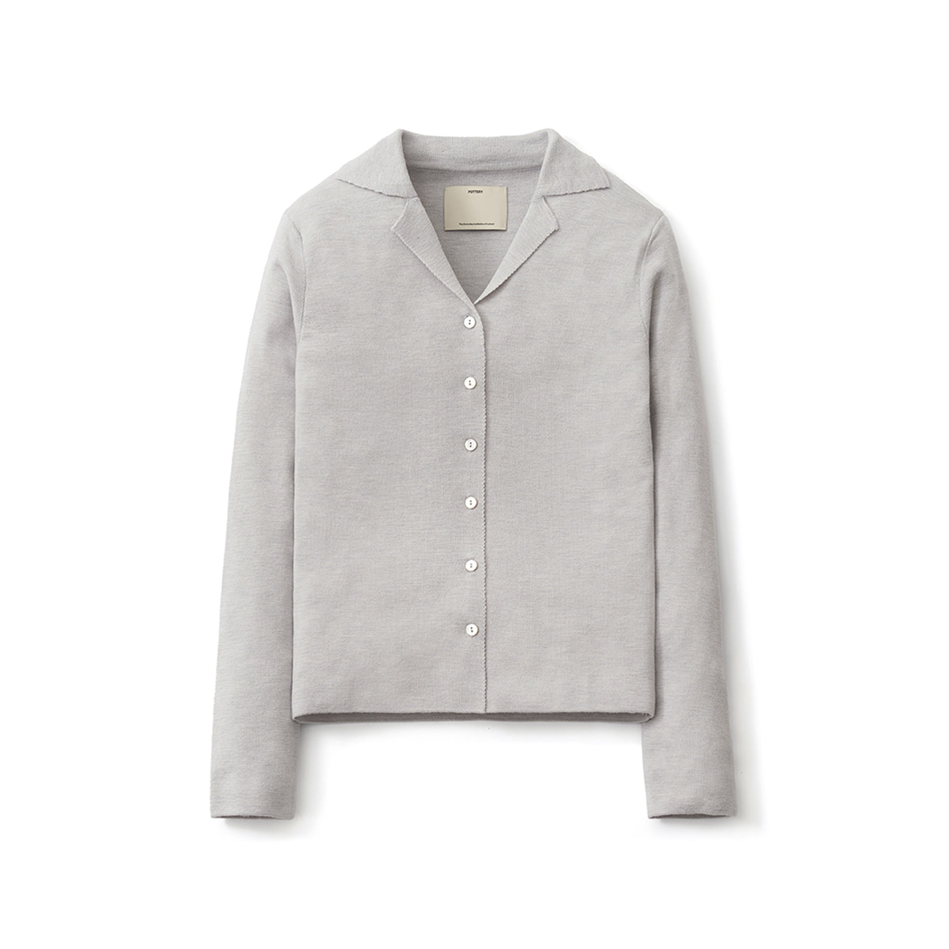 【POTTERY】 W POLO CARDIGAN : LIGHT GRAY
