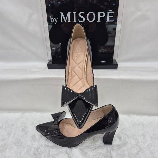 By 女性 リボン装飾 パンプス 112HT431FY007 BLACK 4 JJ