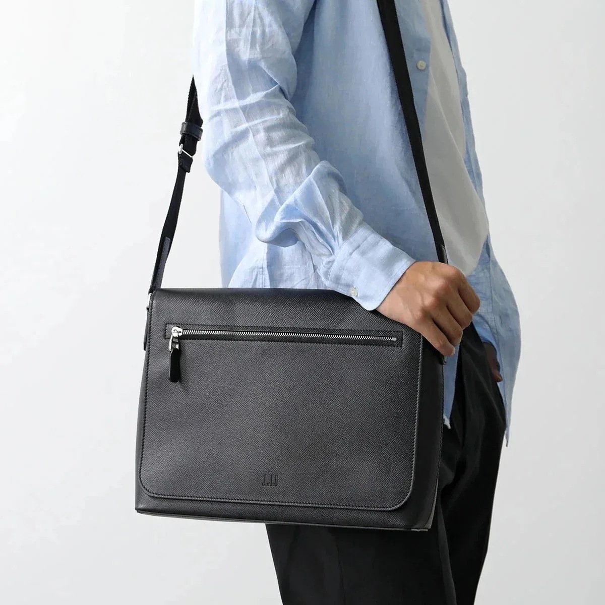 Dunhill ダンヒル ショルダーバッグ CADOGAN DU22F3925CA メンズ カドガン ラージフラップ メッセンジャー レザー 001 BLACK