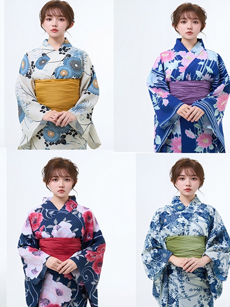 【1点ご購入 で10点プレゼントいたします】伝統的な和服浴衣女性二部体二部式女女子懸垂スカートポリエステル吸汗速乾生地