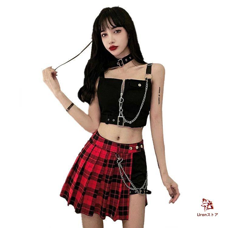 [新品入荷]社交ダンス衣装 DJ公演 レディース ダンス衣装 セットアップ スカート チェック柄 韓国風 ダンス 衣装 ガールズ へそ出し ステージ 衣装 JAZZ おしゃれ 5,731円
