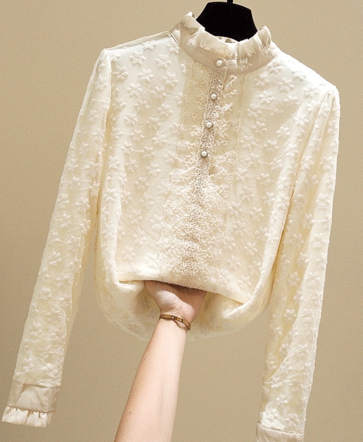 デート レース モテアイテム シャツ ブラウス 長袖 ミドルネック 透け感 シースルー 可愛い きれいめ 上品 おしゃれ かっこいい 可愛い ラブリー キュート ガーリー クール モード系