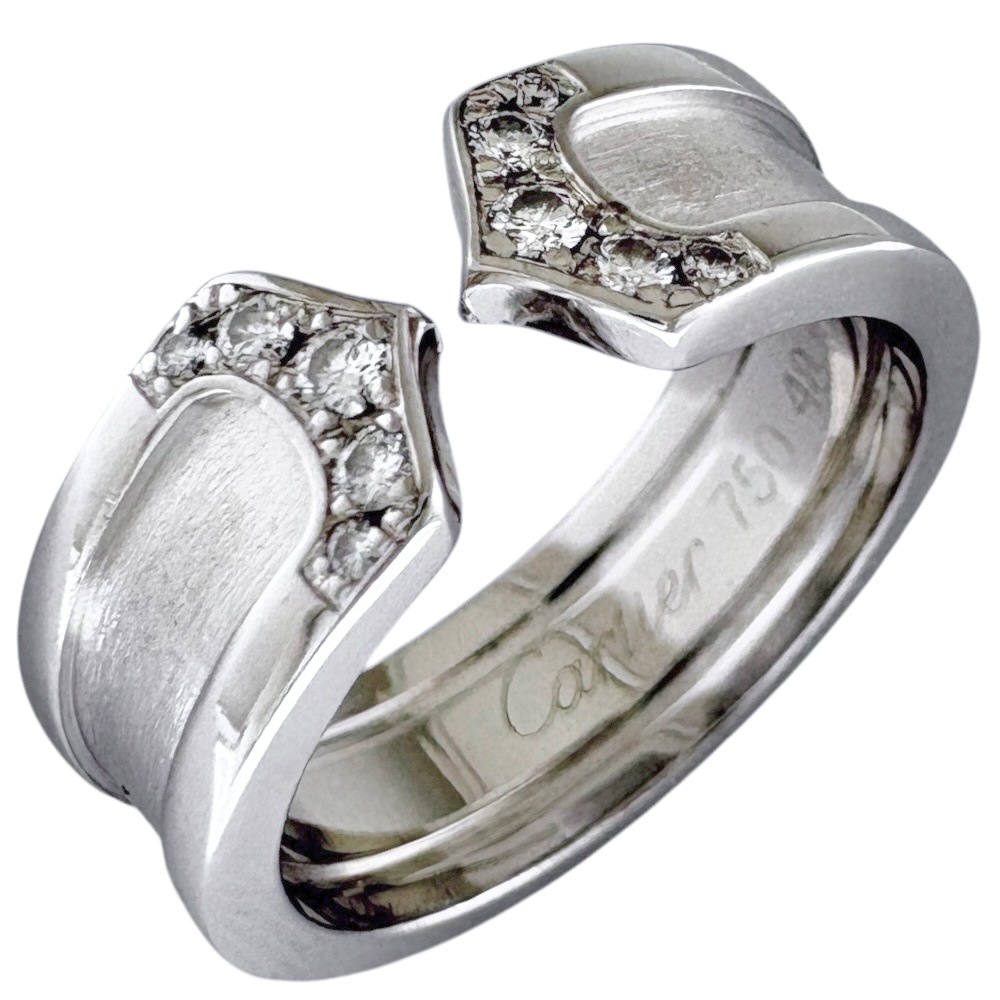 カルティエ 2C リング 指輪 8号 18金 K18ホワイトゴールド ダイヤモンド CARTIER 中古 美品