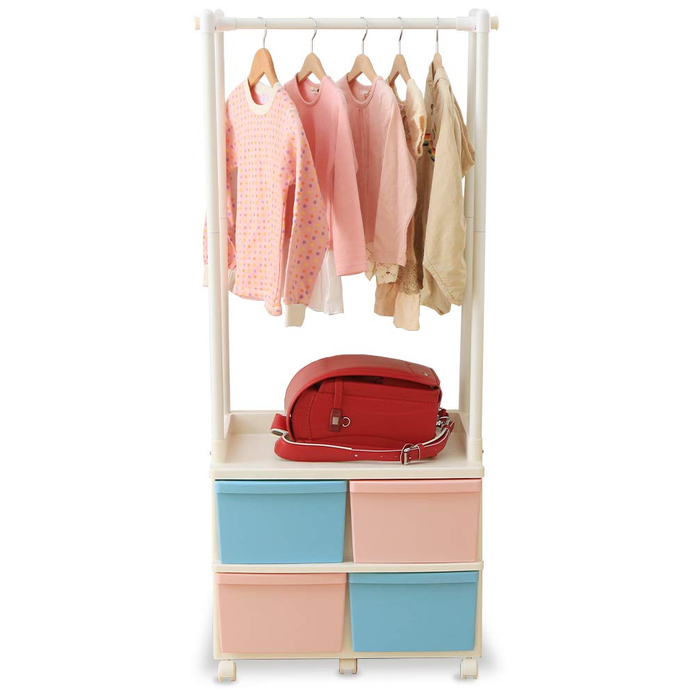 キッズ チェスト ハンガー ブルー/ピンク 高さ約140cm KCH-6214A