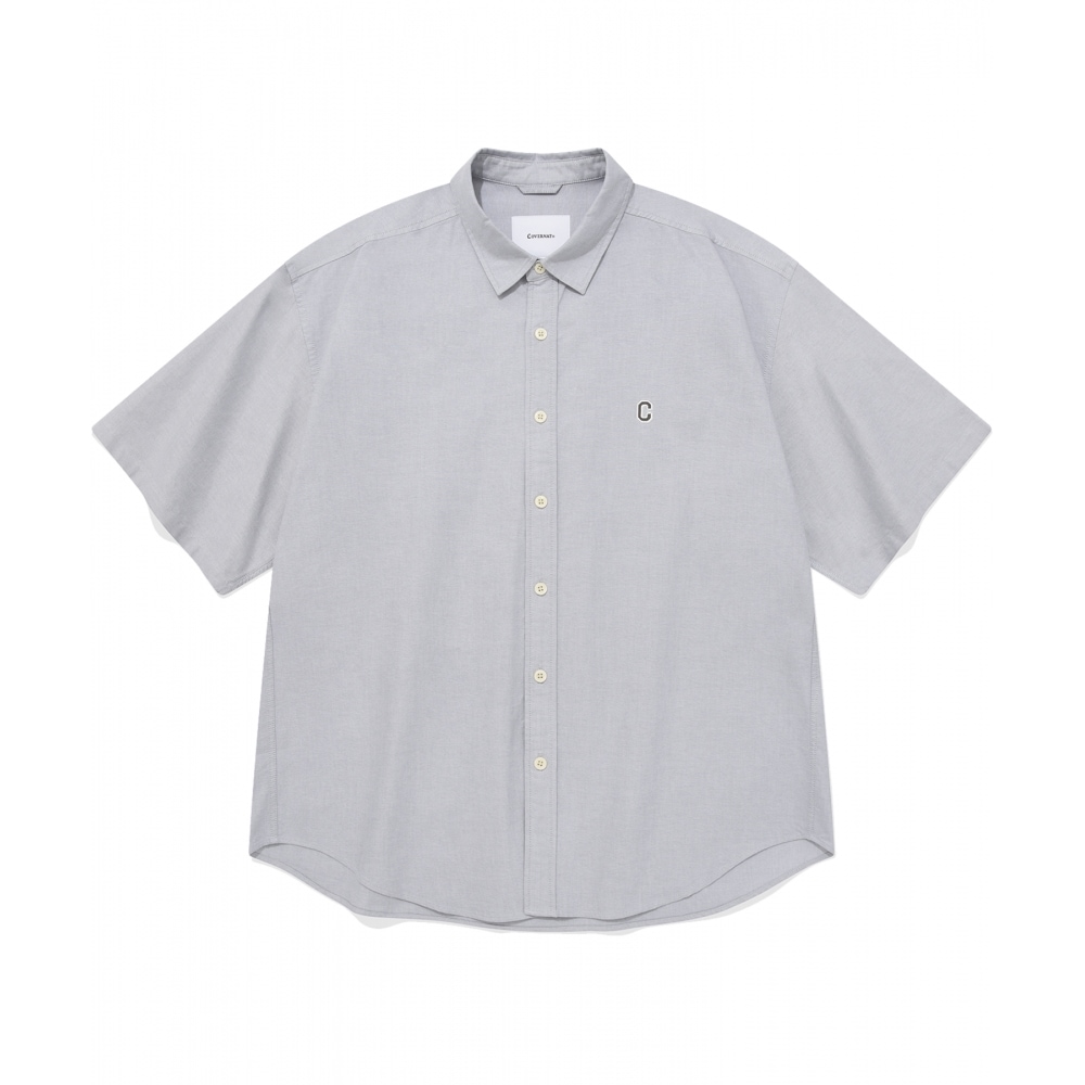 COVERNAT Cロゴオックスフォードハーフシャツグレー