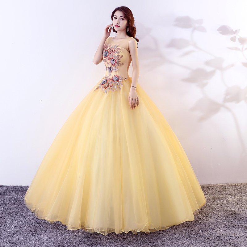 カラードレス 演奏会用ロングドレス ウェディングドレス 結婚式 金色 二次会ドレス パーティードレス