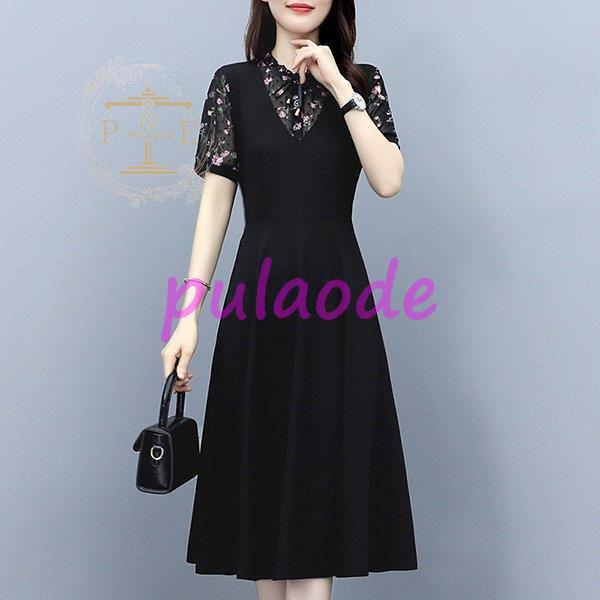 ワンピース レディース 40代 20代 きれいめ 夏服 半袖 マキシワンピース 花柄 シフォン 大きいサイズ パーティードレス おしゃれ 可愛い 着痩せ 上品 通勤 新品