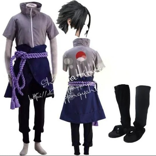 【最安値挑戦】子供用 大人用 ナルト うちは サスケ 6代 コスプレ衣装 ウィッグ 靴 道具 コスチューム 演出服 コス 変装 仮装 撮影 祭り