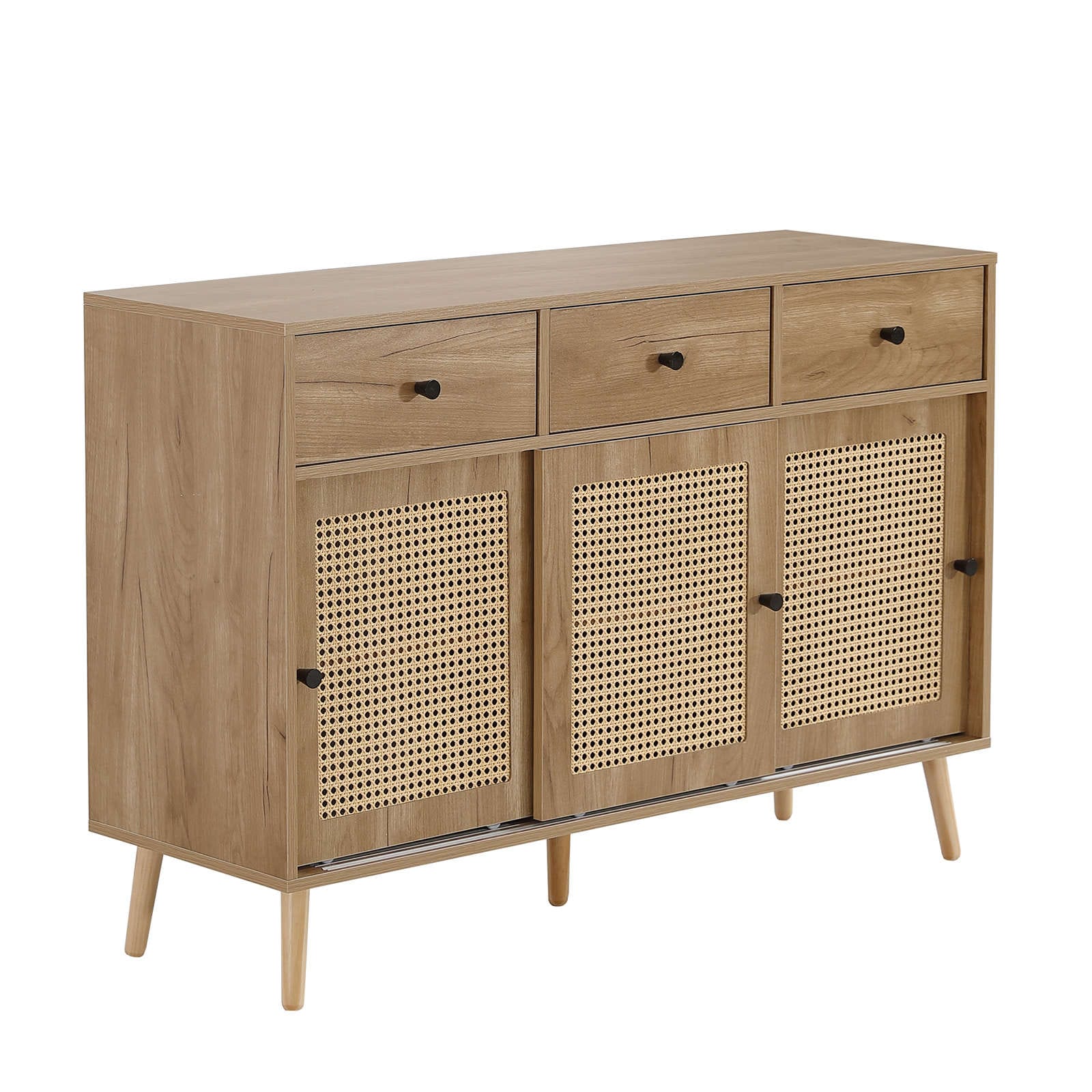 【日本国内出荷-3日で配達】サイドボード キャビネット チェストラタン調 ラタン風 引き出し付き 大容量 収納棚 リビング 収納チェスト2段 箪笥 おしゃれ 整理タンス 北欧 木目調 DJYC303