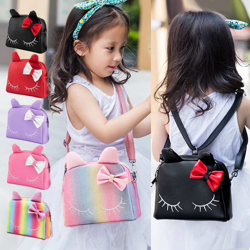 可愛い猫型 内ポケット付き キッズ ショルダーバッグ 女の子 2way 斜め掛け リュックサック リボン 子ども 子供用 ガールズ ジュニア ポシェット おしゃれ かわいい レッスンバッグ 習い事バッ