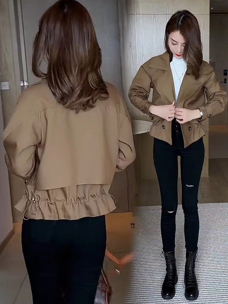 トップス ジャケット ブルゾン トレンチコート 春コート コート ショート ショート丈 襟付き 脚長 アウター かわいい 大人可愛い きれいめ シンプル 上品 おしゃれ お洒落 かっこいい レトロ