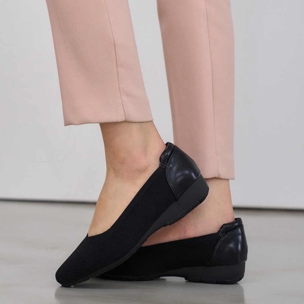 [Ninas Paris] Vカットメッシュ快適ウェッジローファー