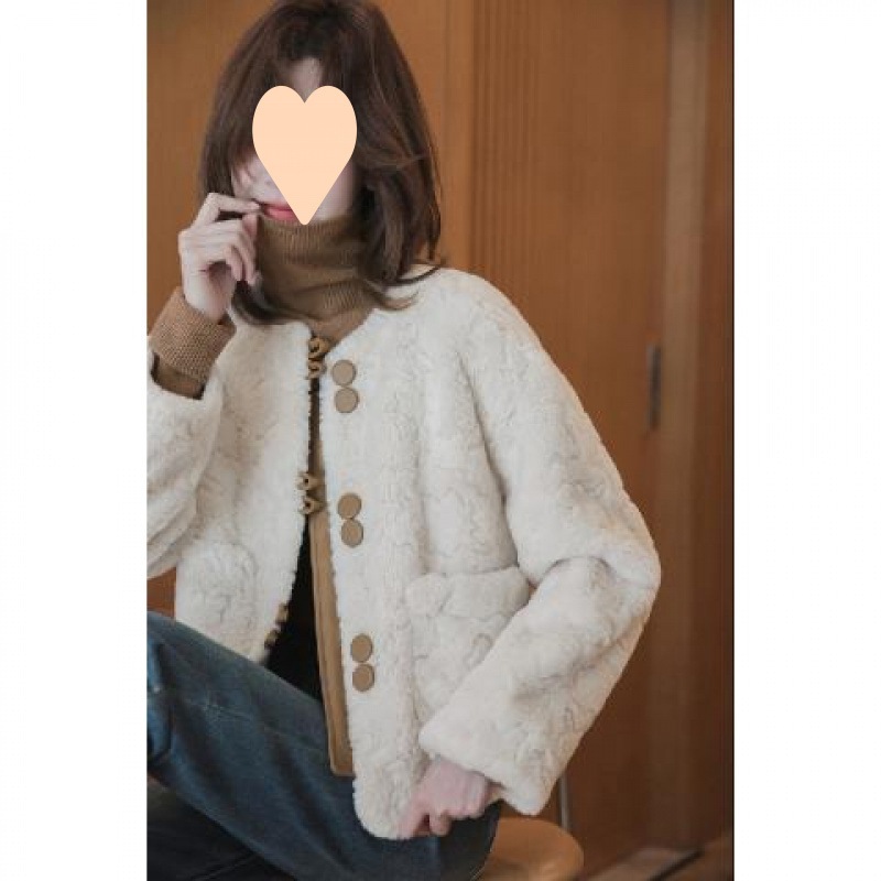 女性用ラムウールコート2025冬新作韓国コントラストカラー豪華で暖かい少し厚みのあるトップ